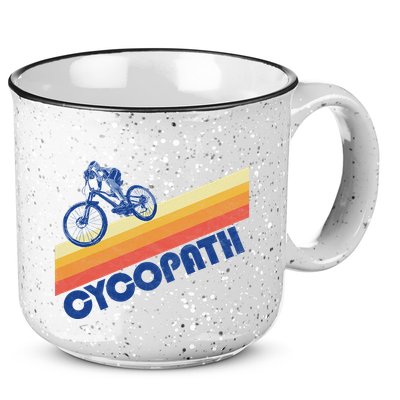 Cycopath! Funny Mountain Biking Vintage Retro 80s 15oz Campfire Ceramic Mug
