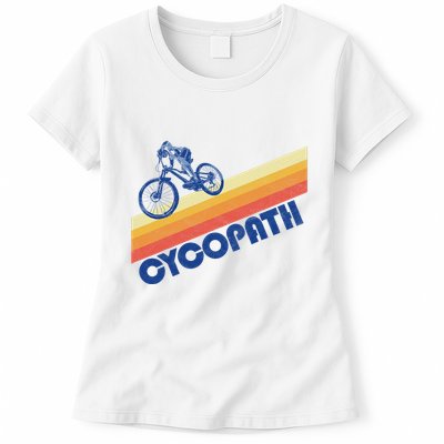 Cycopath! Funny Mountain Biking Vintage Retro 80s Womens T-Shirt
