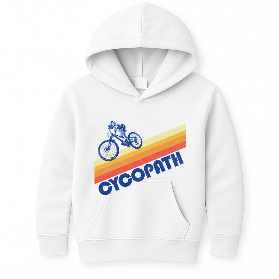 Cycopath! Funny Mountain Biking Vintage Retro 80s Kids Hoodie