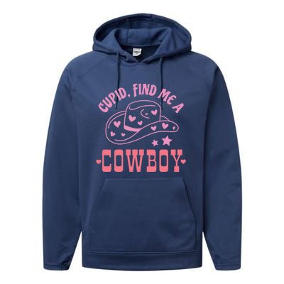 Cupid Find Me A Cowboy Western Style Funny ValentineS Day Performance Fleece Hoodie