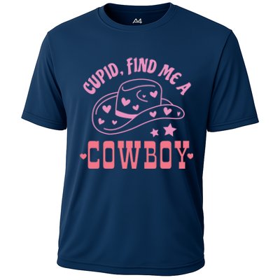 Cupid Find Me A Cowboy Western Style Funny ValentineS Day Cooling Performance Crew T-Shirt