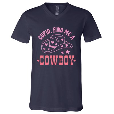 Cupid Find Me A Cowboy Western Style Funny ValentineS Day V-Neck T-Shirt