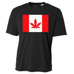 Canada Flag Marijuana Leaf Red Cannabis Canadian Cooling Performance Crew T-Shirt