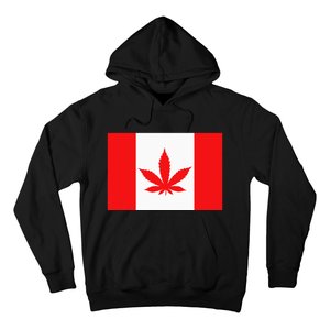 Canada Flag Marijuana Leaf Red Cannabis Canadian Hoodie