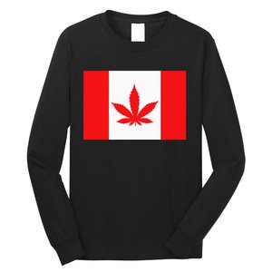 Canada Flag Marijuana Leaf Red Cannabis Canadian Long Sleeve Shirt