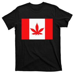 Canada Flag Marijuana Leaf Red Cannabis Canadian T-Shirt