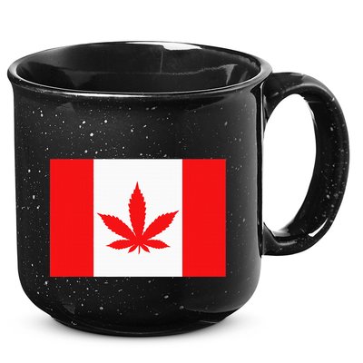 Canada Flag Marijuana Leaf Red Cannabis Canadian 15oz Campfire Ceramic Mug