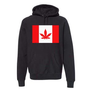 Canada Flag Marijuana Leaf Red Cannabis Canadian Premium Hoodie