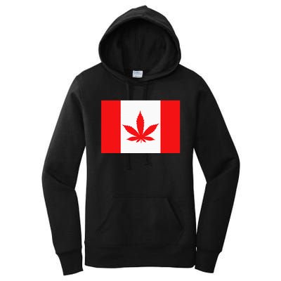 Canada Flag Marijuana Leaf Red Cannabis Canadian Women's Pullover Hoodie