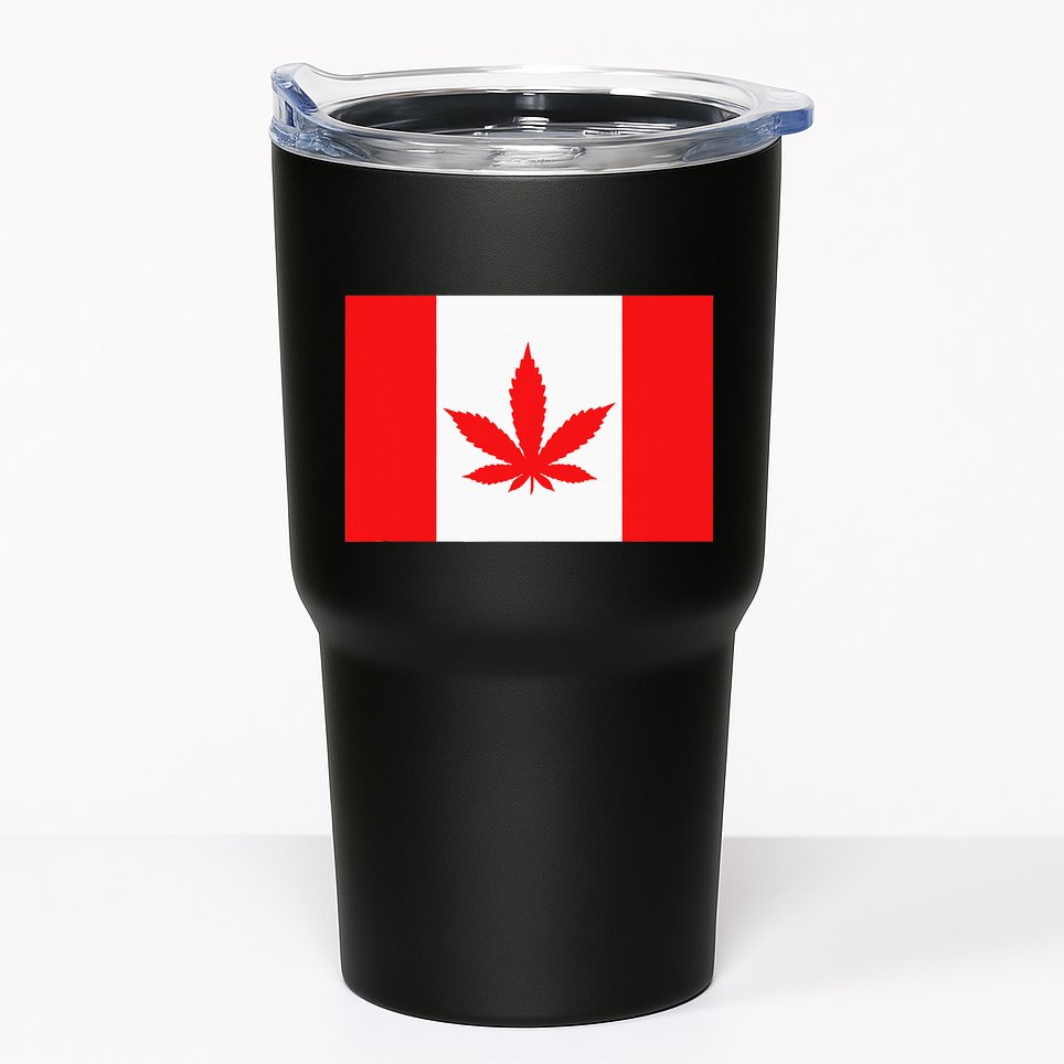 Canada Flag Marijuana Leaf Red Cannabis Canadian Tumbler