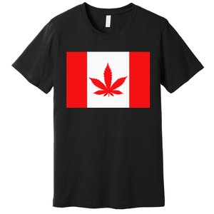 Canada Flag Marijuana Leaf Red Cannabis Canadian Premium T-Shirt