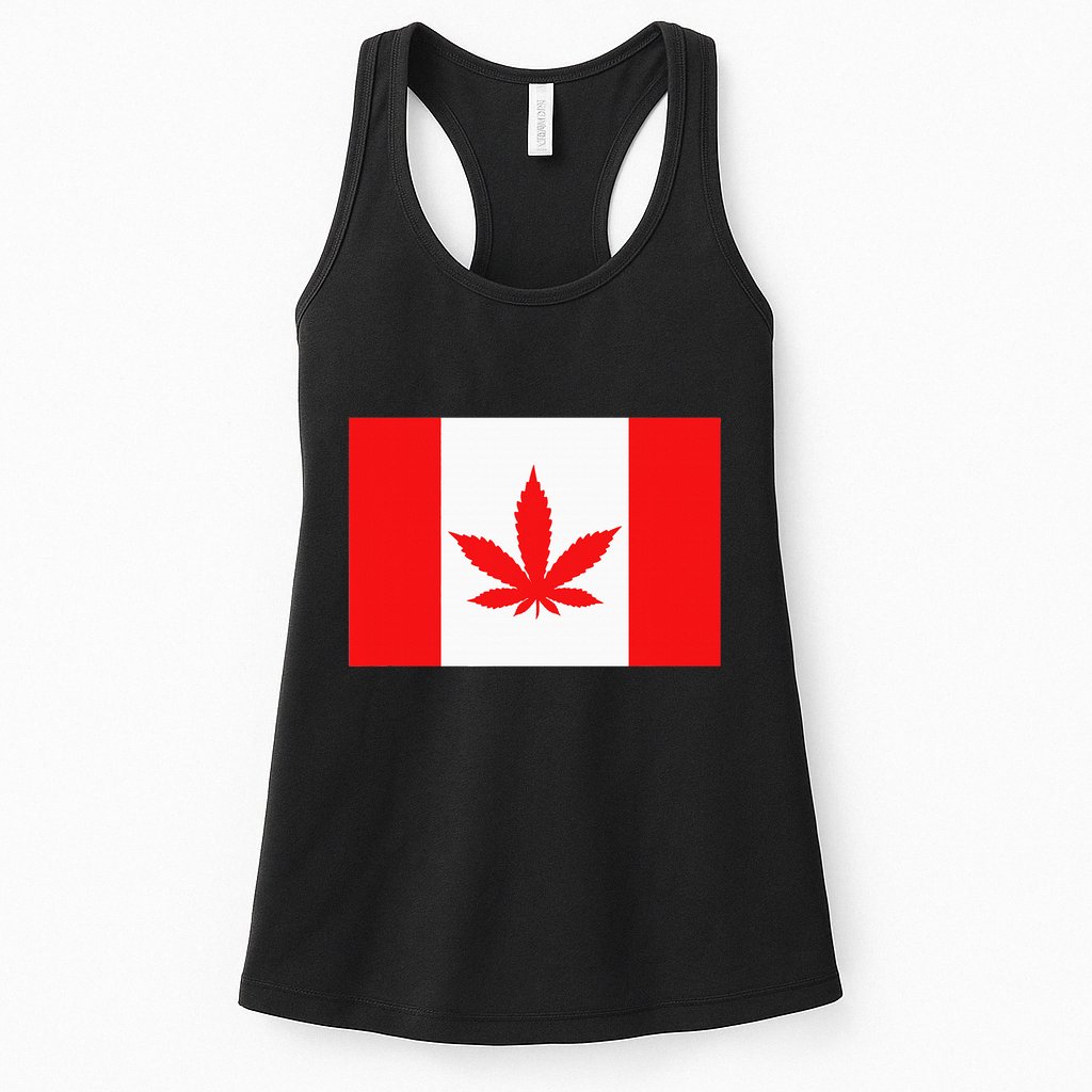 Canada Flag Marijuana Leaf Red Cannabis Canadian Womens Tank Top