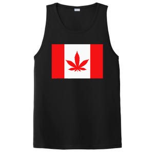 Canada Flag Marijuana Leaf Red Cannabis Canadian PosiCharge Competitor Tank