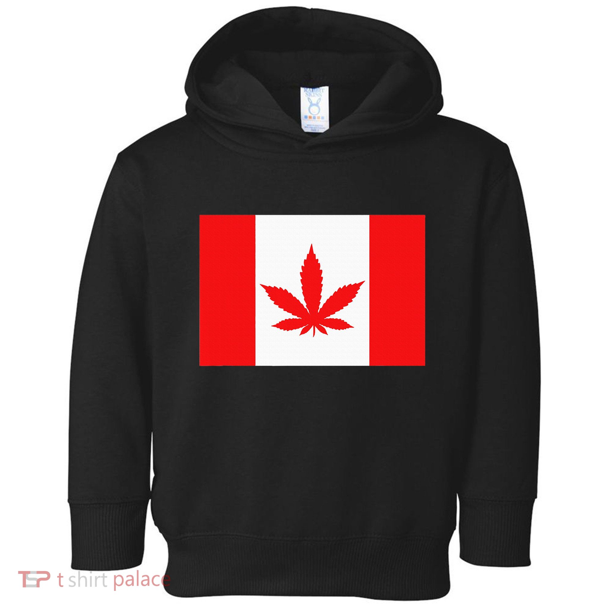 Canada Flag Marijuana Leaf Red Cannabis Canadian Toddler Hoodie