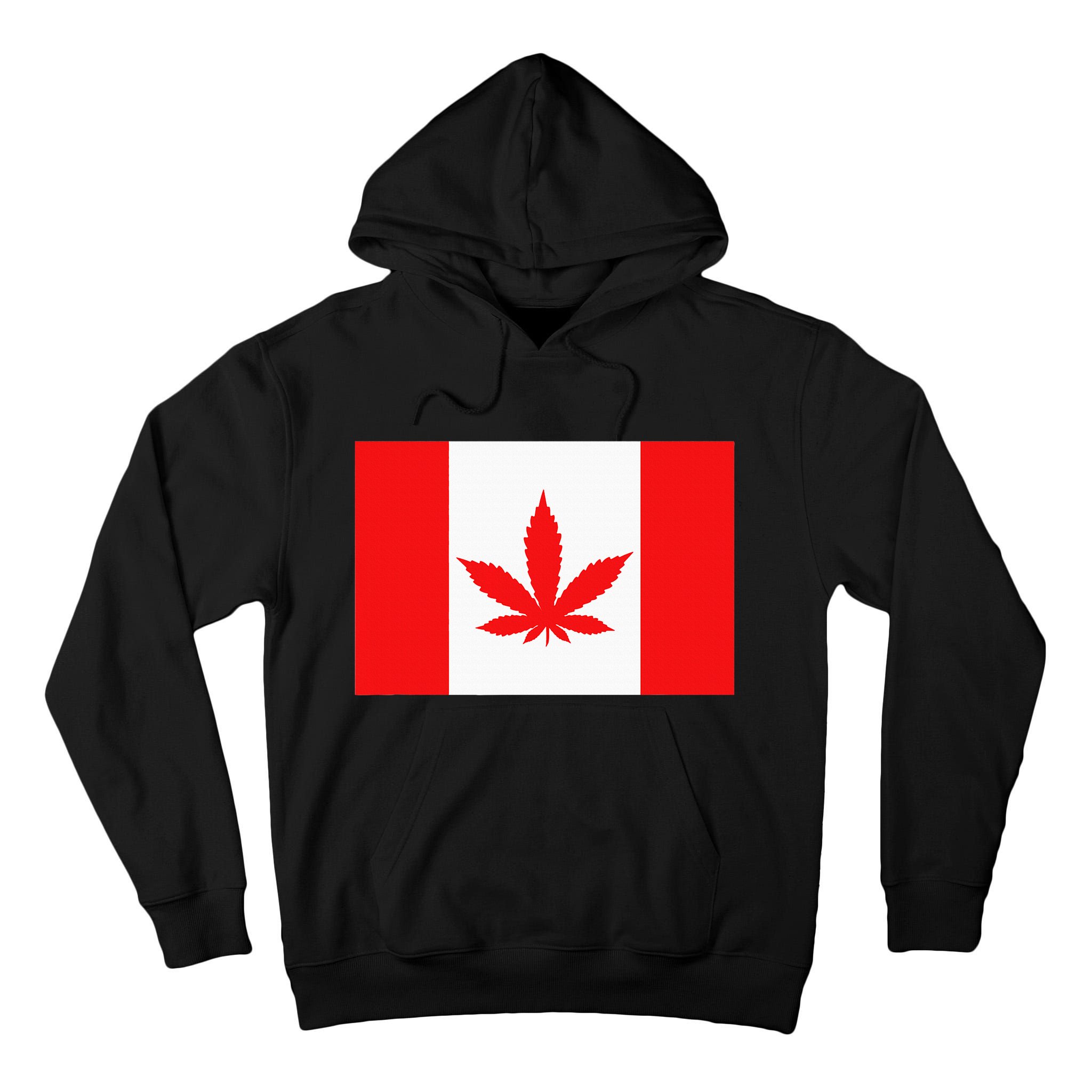 Canada Flag Marijuana Leaf Red Cannabis Canadian Tall Hoodie