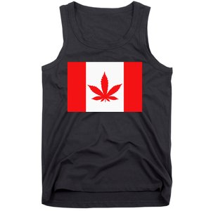 Canada Flag Marijuana Leaf Red Cannabis Canadian Tank Top