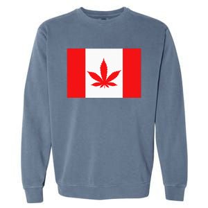 Canada Flag Marijuana Leaf Red Cannabis Canadian Garment-Dyed Sweatshirt