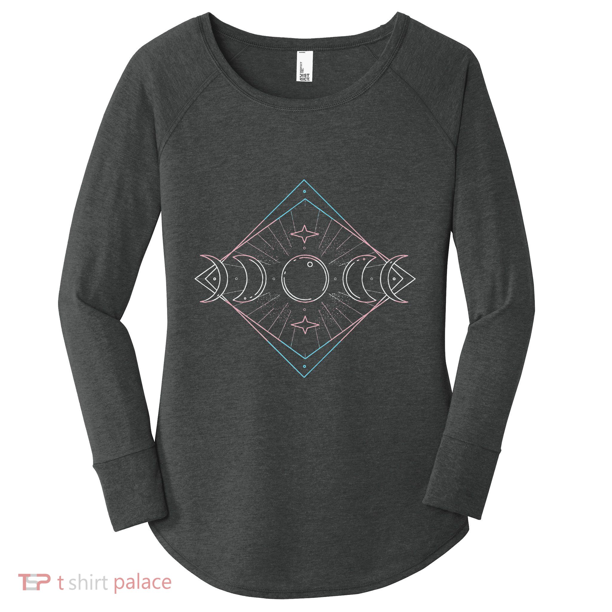 Crescent Full Moon Space Transsexual Flag Lgbt Women's Perfect Tri Tunic Long Sleeve Shirt