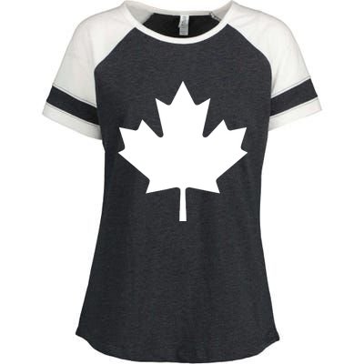 Canadian Flag Maple Leaf Canada Day Enza Ladies Jersey Colorblock Tee