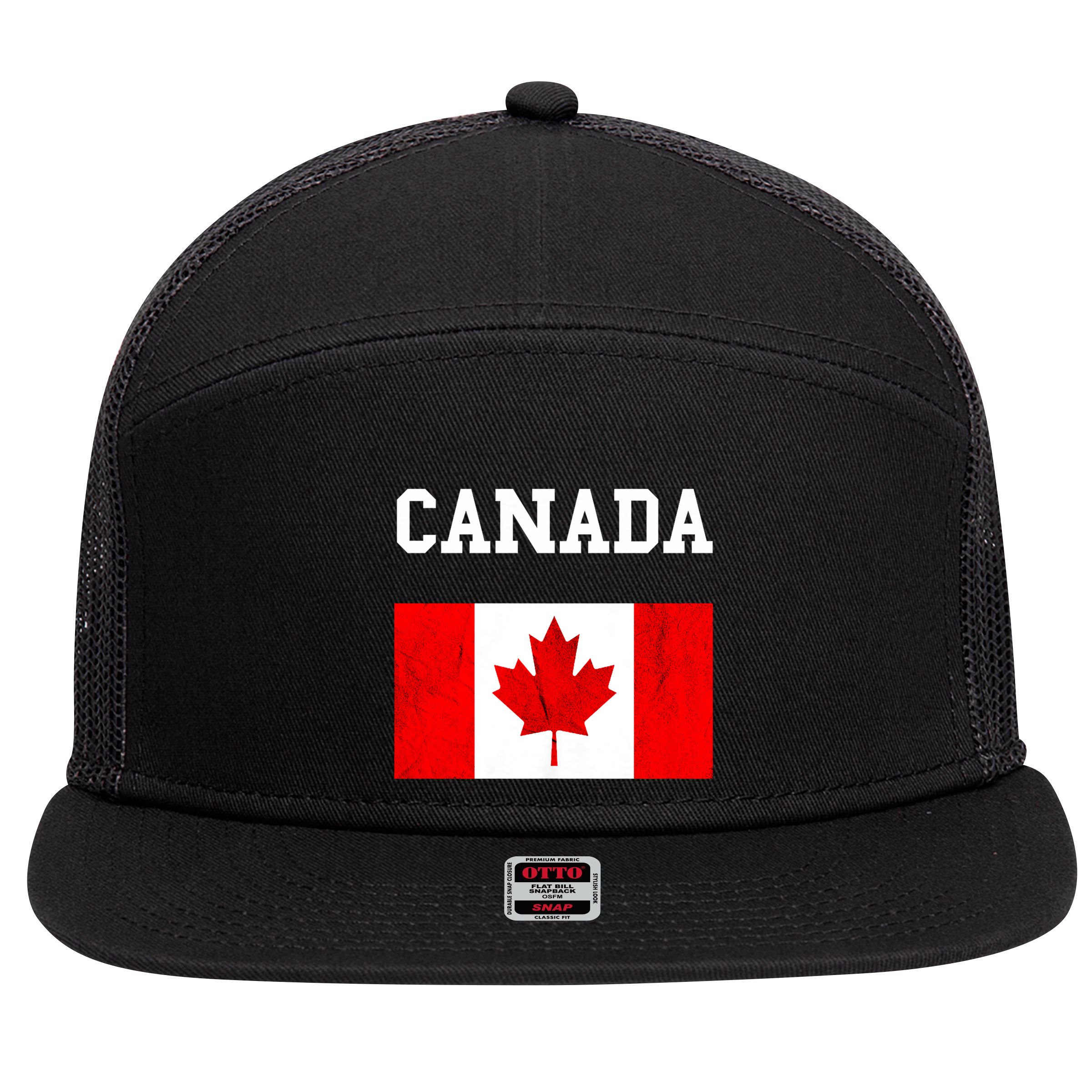 Canadian Flag Maple Leaf Canadian Flag 7 Panel Mesh Trucker Snapback Hat
