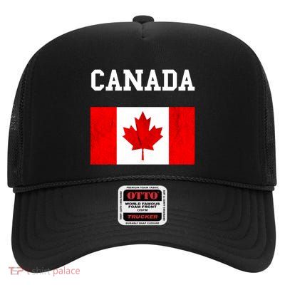 Canadian Flag Maple Leaf Canadian Flag High Crown Mesh Back Trucker Hat