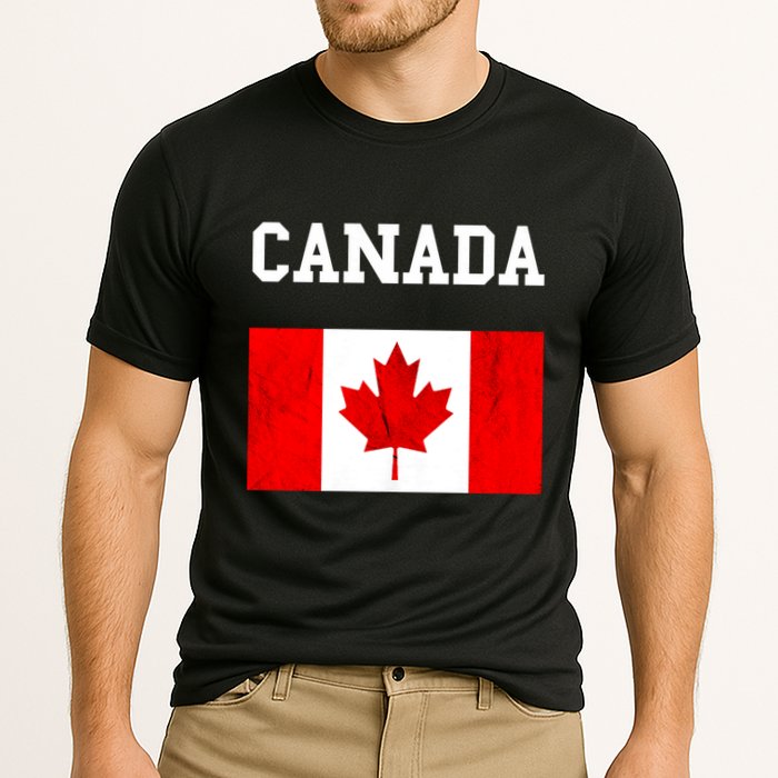 Canadian Flag Maple Leaf Canadian Flag Cooling Performance Crew T-Shirt