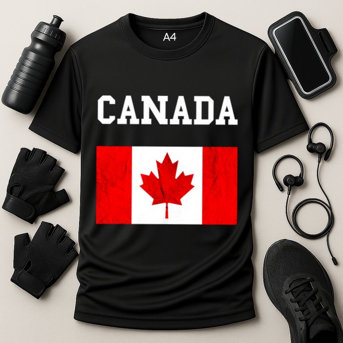 Canadian Flag Maple Leaf Canadian Flag Cooling Performance Crew T-Shirt
