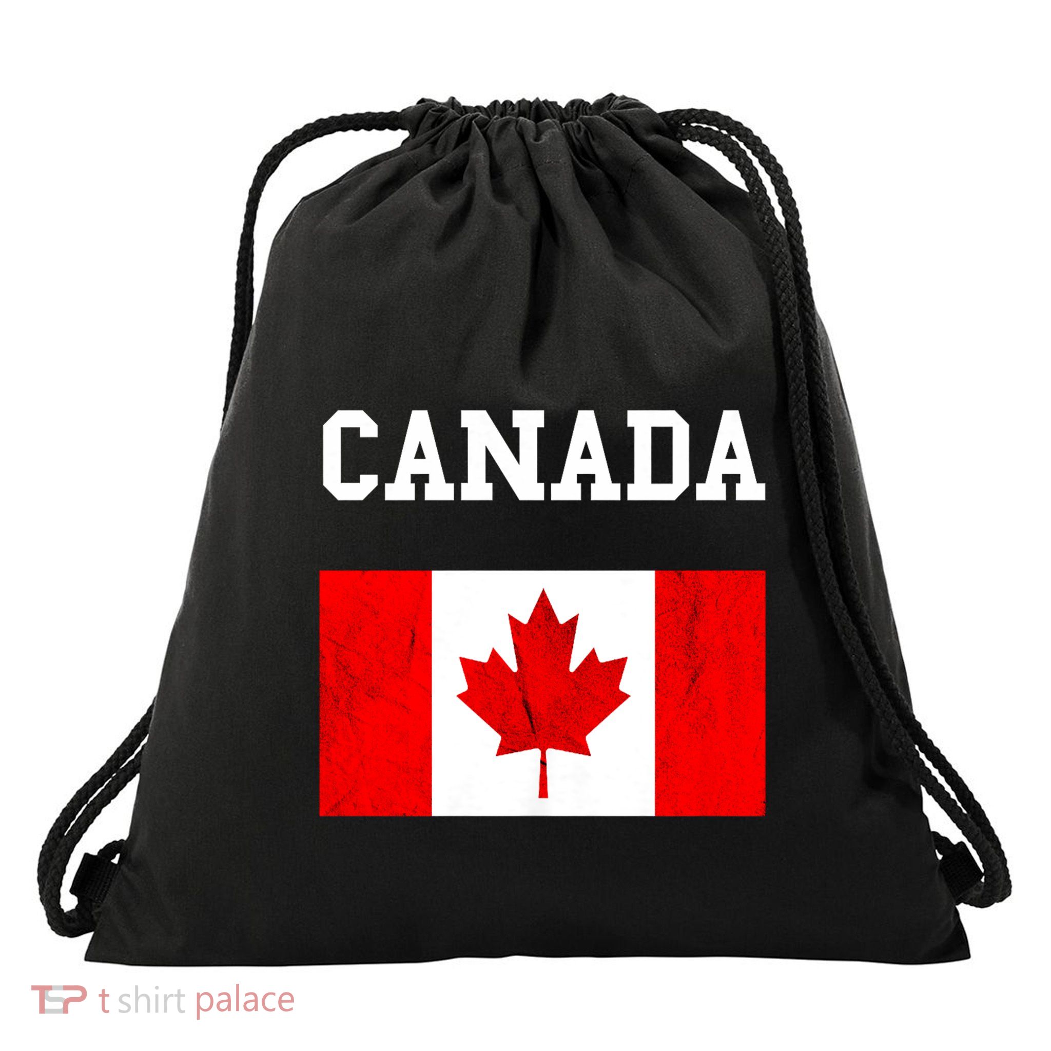 Canadian Flag Maple Leaf Canadian Flag Drawstring Bag