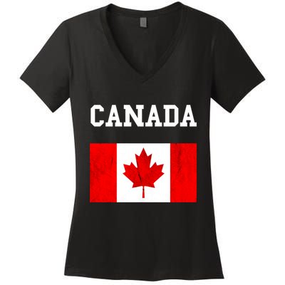 Canadian Flag Maple Leaf Canadian Flag Women's V-Neck T-Shirt
