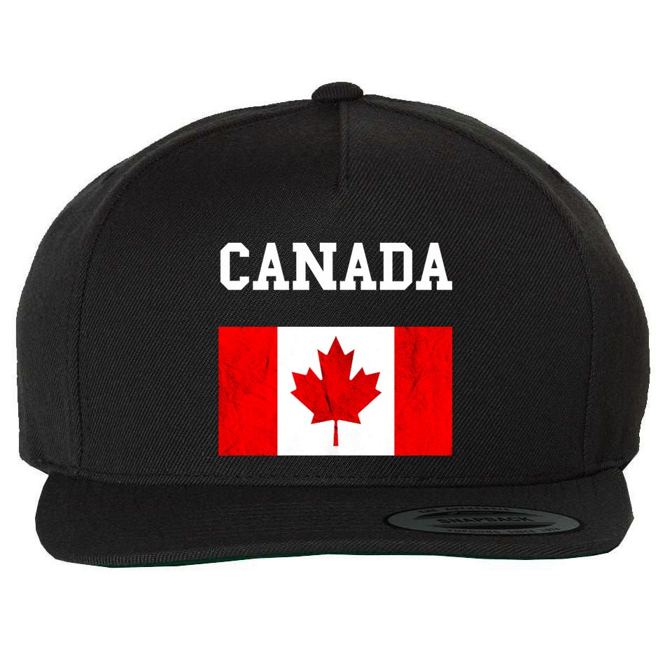 Canadian Flag Maple Leaf Canadian Flag Wool Snapback Cap