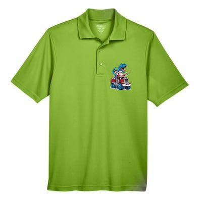 Christmas Family Matching Santa Truck Dinosaur Men's Origin Performance Pique Polo