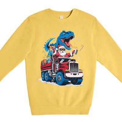 Christmas Family Matching Santa Truck Dinosaur Premium Crewneck Sweatshirt