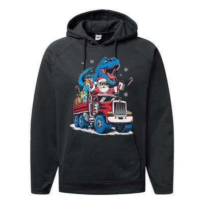 Christmas Family Matching Santa Truck Dinosaur Performance Fleece Hoodie