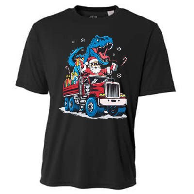 Christmas Family Matching Santa Truck Dinosaur Cooling Performance Crew T-Shirt