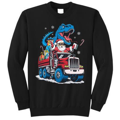 Christmas Family Matching Santa Truck Dinosaur Sweatshirt