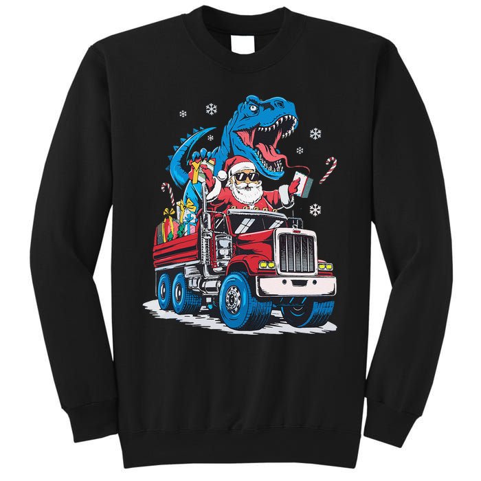 Christmas Family Matching Santa Truck Dinosaur Sweatshirt