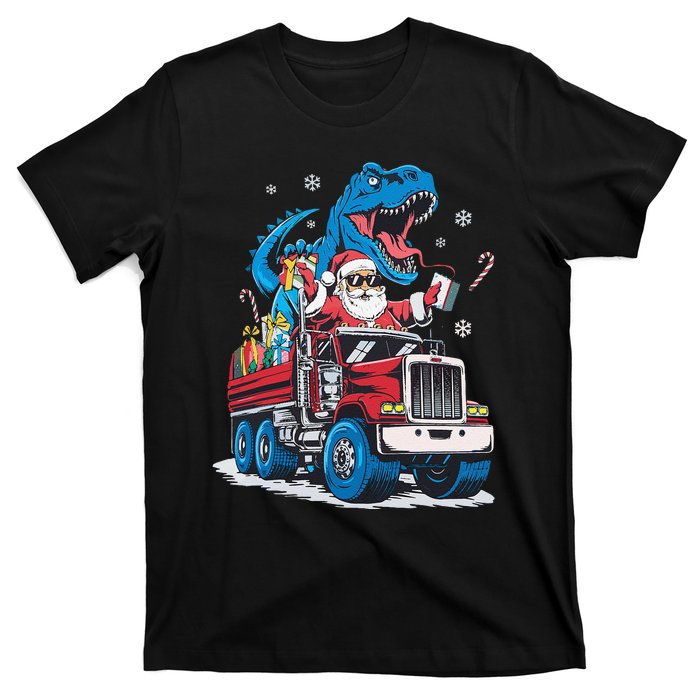 Christmas Family Matching Santa Truck Dinosaur T-Shirt