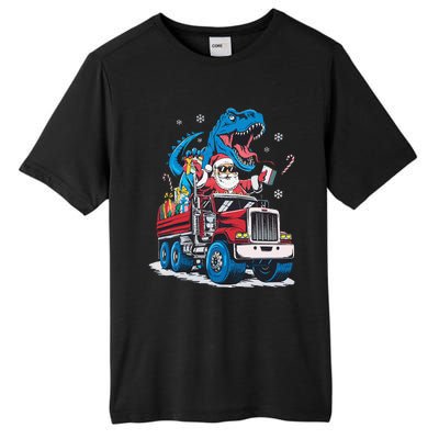 Christmas Family Matching Santa Truck Dinosaur Tall Fusion ChromaSoft Performance T-Shirt