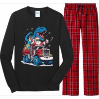 Christmas Family Matching Santa Truck Dinosaur Long Sleeve Pajama Set