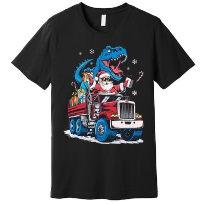 Christmas Family Matching Santa Truck Dinosaur Premium T-Shirt