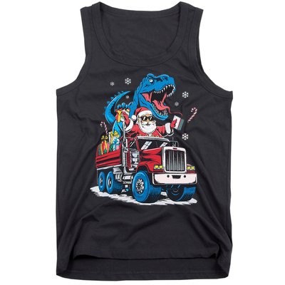 Christmas Family Matching Santa Truck Dinosaur Tank Top