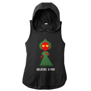 Cute Flatwoods Monster Believes In You Ladies PosiCharge Tri-Blend Wicking Draft Hoodie Tank