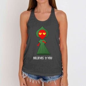 Cute Flatwoods Monster Believes In You Women's Knotted Racerback Tank