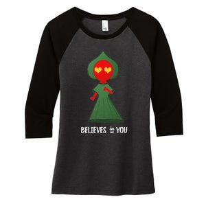 Cute Flatwoods Monster Believes In You Women's Tri-Blend 3/4-Sleeve Raglan Shirt