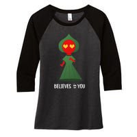 Cute Flatwoods Monster Believes In You Women's Tri-Blend 3/4-Sleeve Raglan Shirt