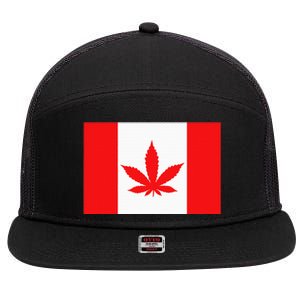 Canada Flag Marijuana Leaf Red Cannabis Canadian 7 Panel Mesh Trucker Snapback Hat