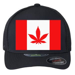 Canada Flag Marijuana Leaf Red Cannabis Canadian Flexfit Unipanel Trucker Cap