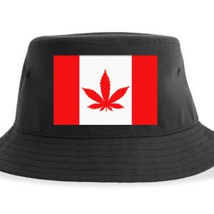 Canada Flag Marijuana Leaf Red Cannabis Canadian Sustainable Bucket Hat