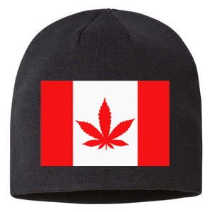 Canada Flag Marijuana Leaf Red Cannabis Canadian Sustainable Beanie