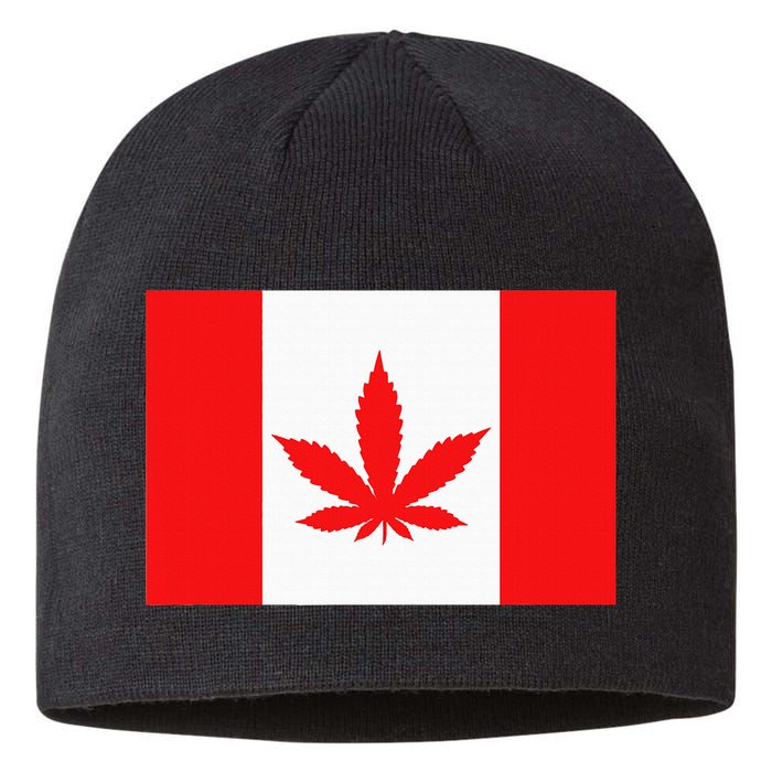 Canada Flag Marijuana Leaf Red Cannabis Canadian Sustainable Beanie